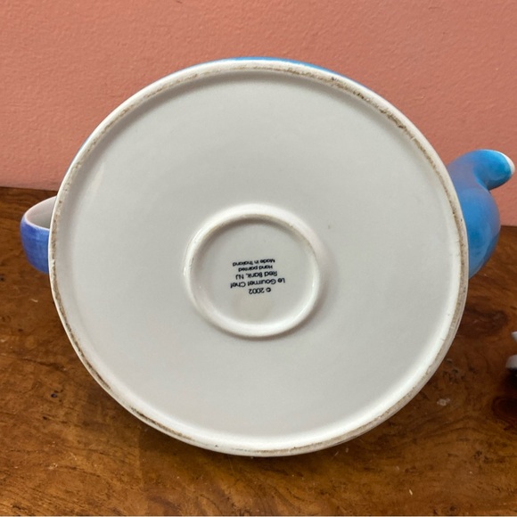 2002  Le Gourmet Chef Hand Painted Ice Skating Snowman Teapot - Picture 6 of 16